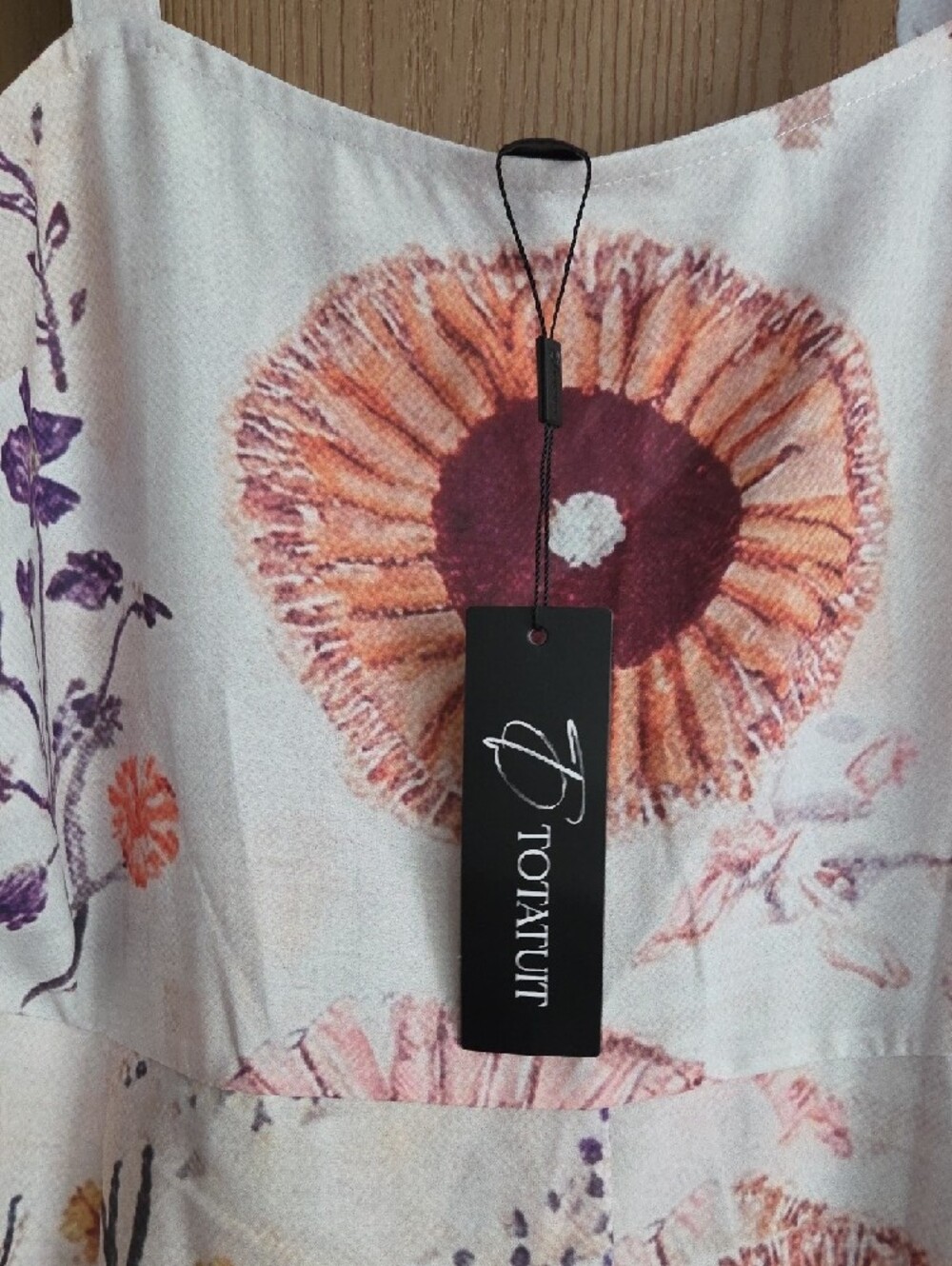 Floral NWT jumpsuit/overalls in Cream and Orange Boho Style - Picture 2 of 8